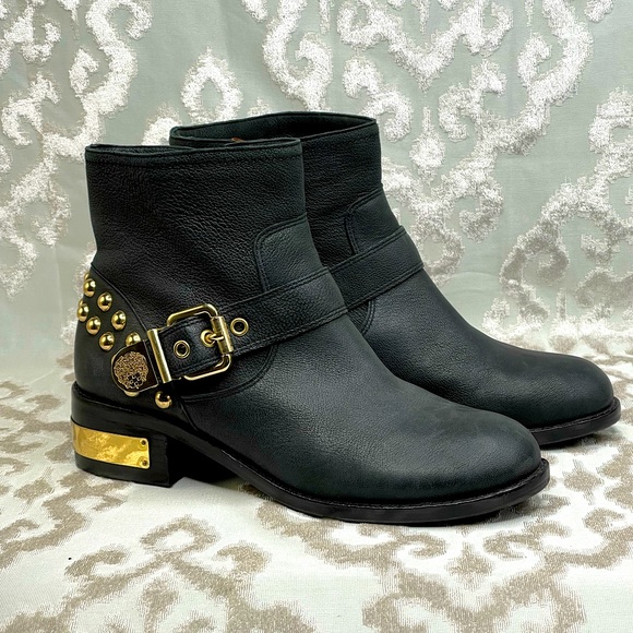 Vince Camuto Windetta Moto Boots with Gold Studded Accents! Like new condition! - Picture 1 of 10
